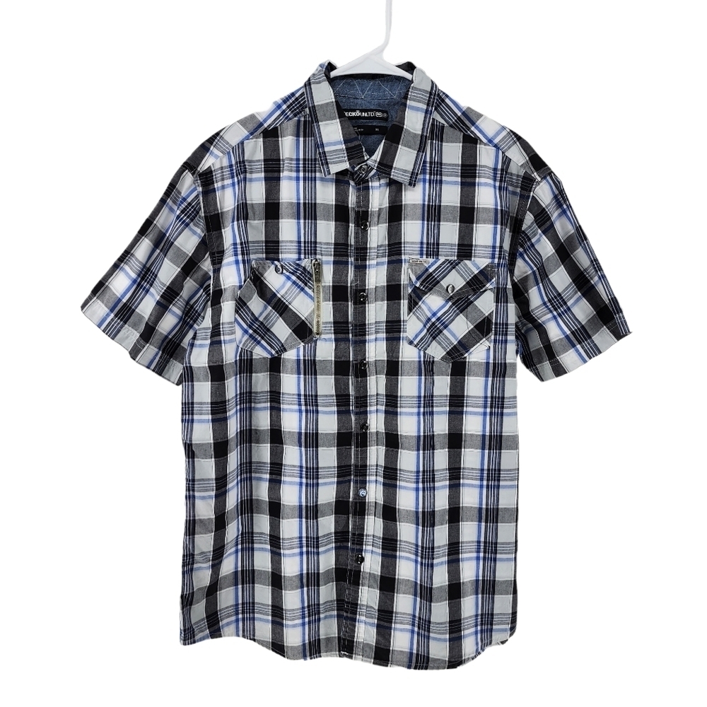 Ecko Unlimited Men's Plaid Short Sleeve Button Up Shirt - XL